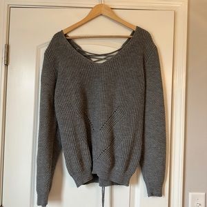 Lumiere Grey Corset Tie Sweater